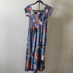 Patrons of Peace Blue and Pink Floral Midi Jumper